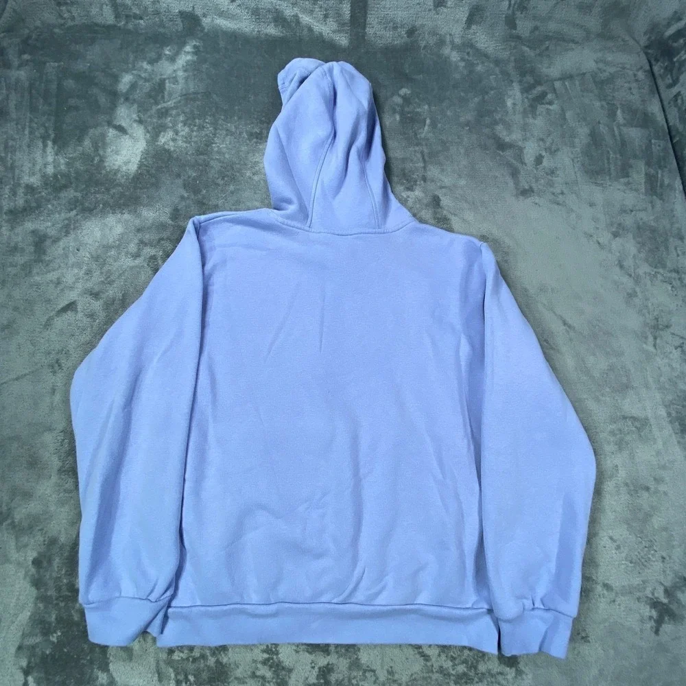 Adidas Hoodie Large Blue Logo Pullover Athletic Fleece Sweatshirt Activewear Top